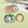 7Pcs 7 Color Natural Weathered Agate(Dyed) & Synthetic Moonstone Round Beaded Stretch Bracelets Set BJEW-JB09124-2