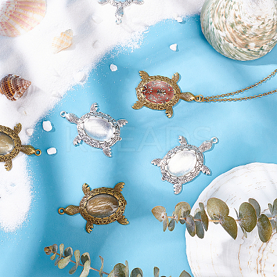 20Pcs 2 Colors Turtle Alloy Pendant Cabochons Settings DIY-PH0003-26-1