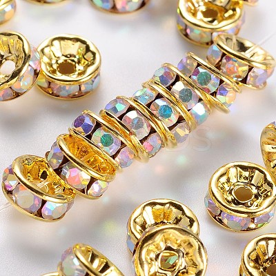 Brass Grade A Rhinestone Spacer Beads RSB038NF-02G-1