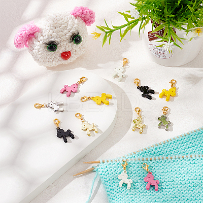 Horse Alloy Enamel Pendant Stitch Markers HJEW-AB00364-1