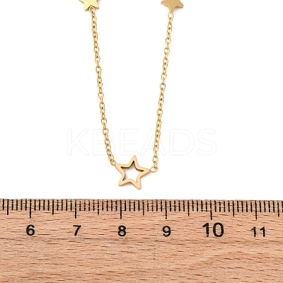 304 Stainless Steel Star Link Chain Necklaces NJEW-R026-13G-1