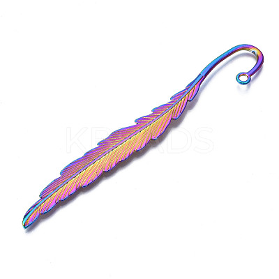 10Pcs 10 Style Rainbow Color Alloy Bookmark Findings with Hole PALLOY-N163-201-NR-1