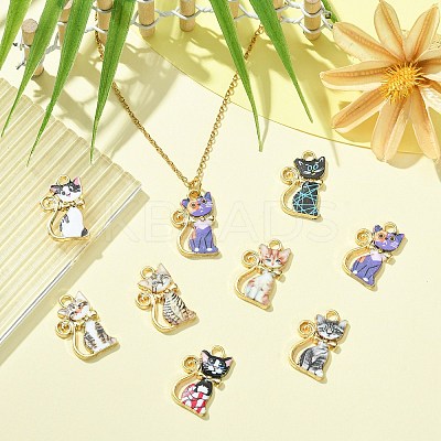 40Pcs 8 Colors Alloy Enamel Pendants ENAM-CJ0001-79-1