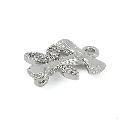 Brass Crystal Rhinestone Letter Links Connector Charms KK-S395-06P-T-1