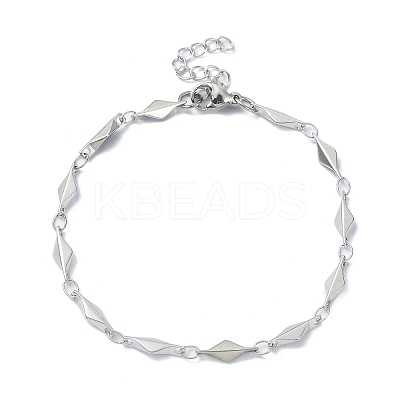 Non-Tarnish 304 Stainless Steel Rhombus Link Chain Bracelets for Women BJEW-D023-02P-1
