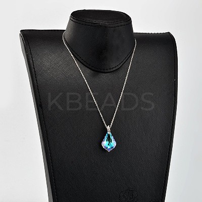 Teardrop AB Color Plated Electroplate Glass Pendant Necklaces NJEW-JN01492-1