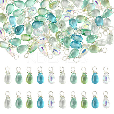 80Pcs 5 Colors Glass Pendants PALLOY-SW00114-1