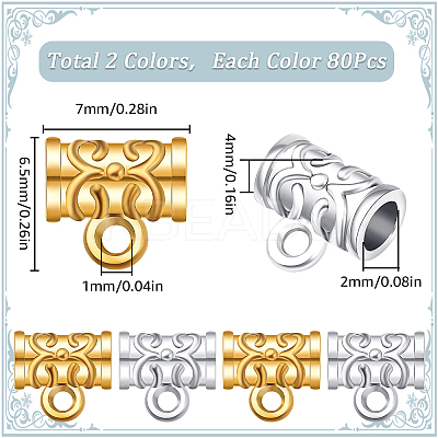 160Pcs 2 Colors Alloy Tube Bails FIND-SP0001-75-1