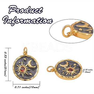 5Pcs Brass Micro Pave Cubic Zirconia Pendants ZIRC-SZ0001-73-1