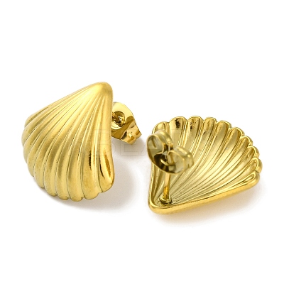 Ion Plating(IP) 304 Stainless Steel Shell Shape Stud Earrings EJEW-D281-23G-1