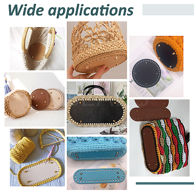 Oval PU Leather Knitting Crochet Bags Nail Bottom Shaper Pad DIY-PH0008-30-1