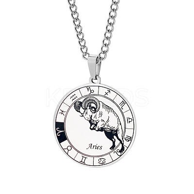 Non-Tarnish Unisex 201 Stainless Steel Constellation Pendant Necklaces NJEW-T011-LA721-1-1