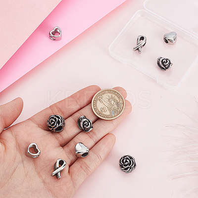 10Pcs 5 Styles 304 Stainless Steel European Beads STAS-GA0001-82-1