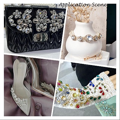 Rectangle Octagon Shape Sew on Glass Rhinestone DIY-E062-01G-01-1