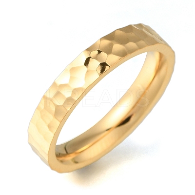 Ion Plating(IP) 304 Stainless Steel Hammered Finger Rings for Women RJEW-B066-03G-1