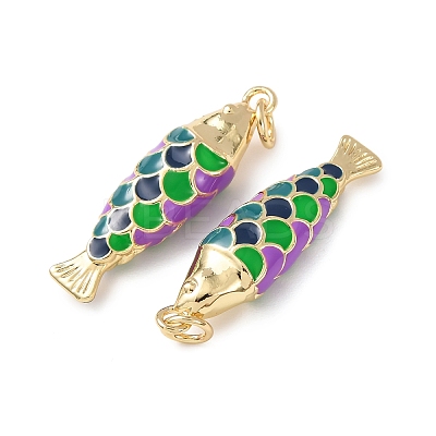 Brass Enamel Pendants KK-C143-44B-G-1