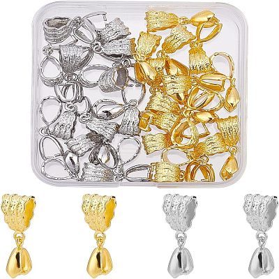 32Pcs 2 Colors Rack Plating Brass Pendant Pinch Bails KK-FH0002-84-1
