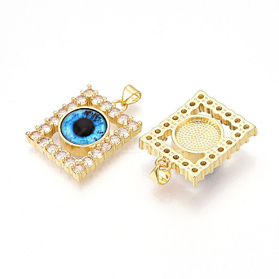 Brass Micro Pave Clear Cubic Zirconia Pendants for Women KK-T070-91A-03-1