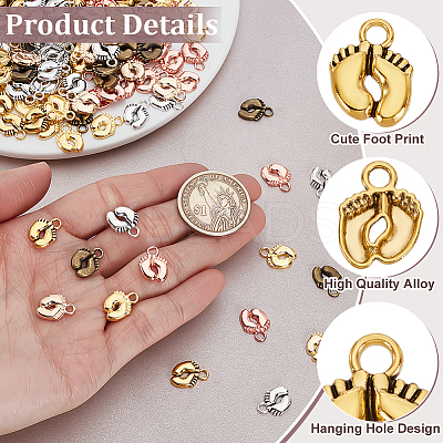 300Pcs 6 Colors Tibetan Style Alloy Pendants FIND-PH0024-79-1