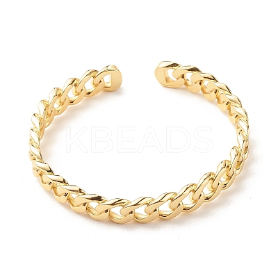 Brass Curb Chain Shape Open Cuff Bangle for Women LS-BJEW-B054-38G-1
