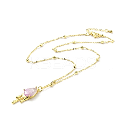 Synthetic Crystal Teardrop Pendant Necklace NJEW-G016-03C-1