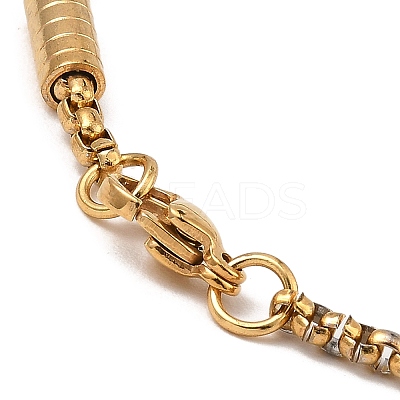 PVD Vacuum Plating 304 Stainless Steel Column Beaded Link Chain Bracelets BJEW-K231-01G-1
