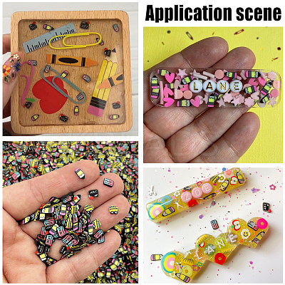 100G Back-to-School Season Polymer Clay Cabochons CLAY-SC0002-80-1