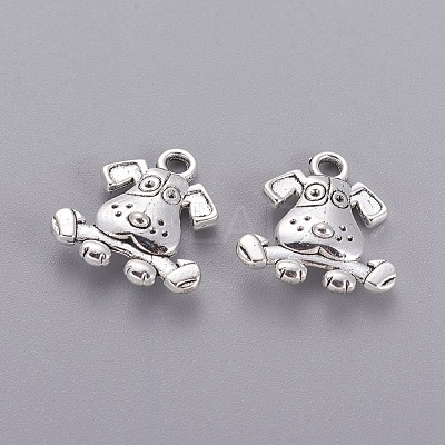 Tibetan Style Puppy Pendants TIBEP-R166-AS-LF-1