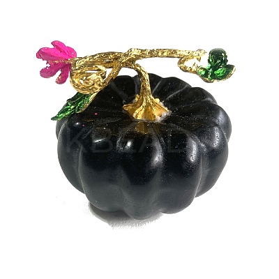Natural Obsidian Carved Healing Pumpkin Figurines PW-WG23464-01-1