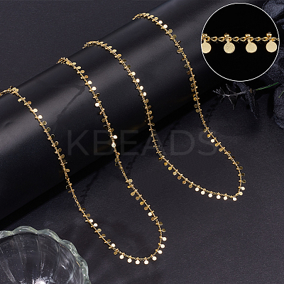 DIY Brass Curb Chains with Flat Round Charms Necklaces/Bracelets Making Kits DIY-BBC0002-37-1