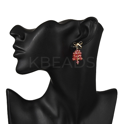 3 Pairs Christmas Bell Brass Dangle Stud Earrings EJEW-MZ00495-1