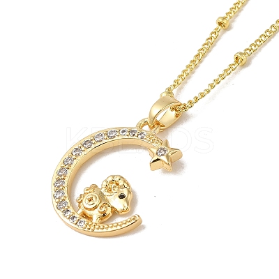 Brass Micro Pave Clear Cubic Zirconia Pendants Necklaces NJEW-K269-05G-03-1