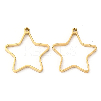 304 Stainless Steel Open Back Bezel Star Pendants STAS-Z040-01G-1