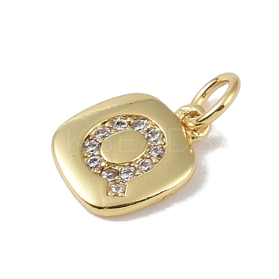 Rack Plating Brass Micro Pave CLear Cubic Zirconia Charms KK-E110-14G-Q-1