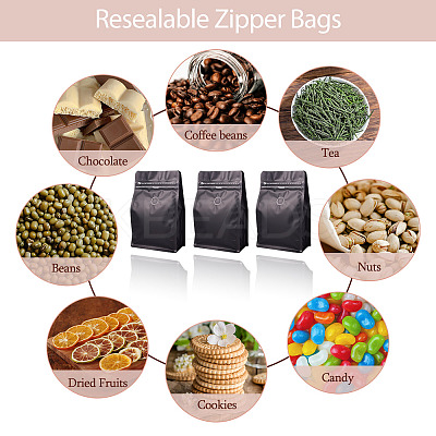 10Pcs BOPP and Aluminized PET and PE Resealable Coffee Zipper Bags with Valve ABAG-TA0001-93G-1
