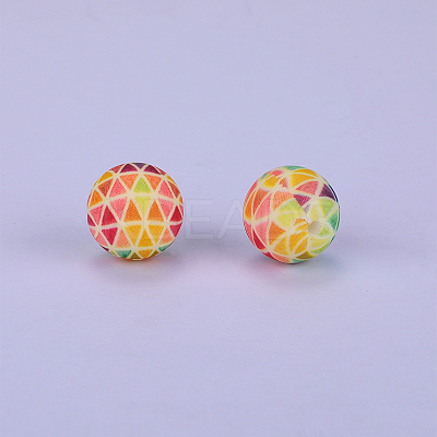 Printed Round Silicone Focal Beads SI-JX0056A-99-1