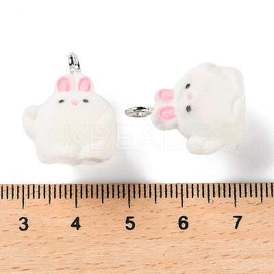 Animal Shape Flocky Resin Pendants RESI-Q229-01F-1