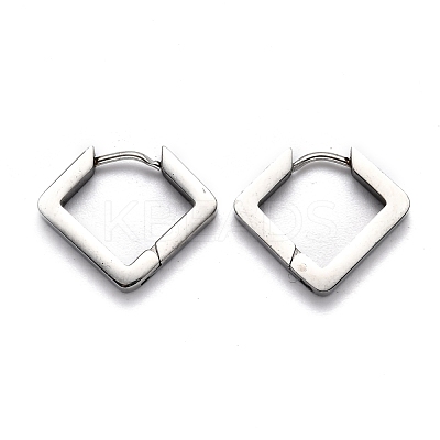 Tarnish Resistant 304 Stainless Steel Rhombus Huggie Hoop Earrings STAS-H156-08P-1