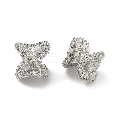 Brass Clear Cubic Zirconia Beads KK-D228-18P-1