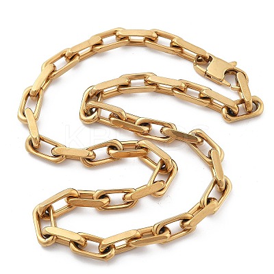 Ion Plating(IP) 304 Stainless Steel Paperclip Chain Necklaces for Women Men NJEW-U019-03G-1