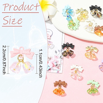 16Pcs 8 Colors Alloy & Glass Pendants PALLOY-YW00166-1