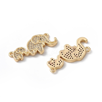 Elephant Mother and Son Brass Micro Pave Clear Cubic Zirconia Connector Charms ZIRC-L100-134G-1