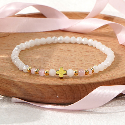 Round Cat Eye & Glass Beaded Stretch Bracelets XO2453-1