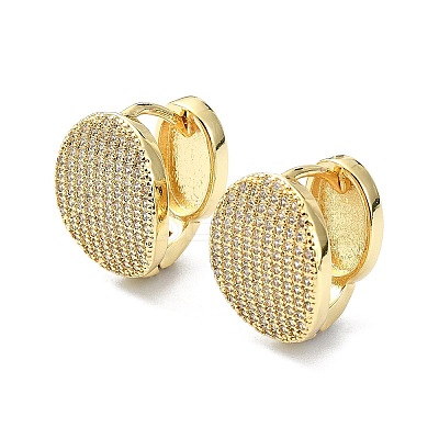 Rack Plating Brass Micro Pave Cubic Zirconia Hoop Earring EJEW-C086-03G-1
