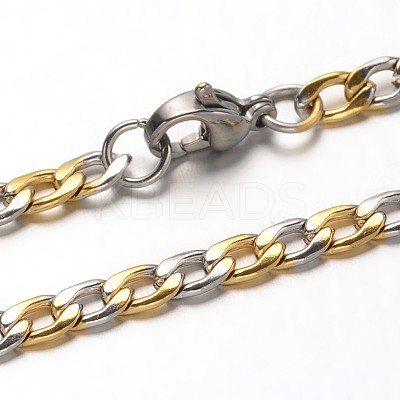 304 Stainless Steel Curb Chains Necklaces NJEW-O066-25M-1