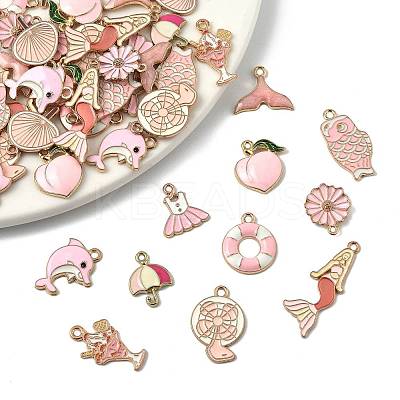48Pcs 12 Styles Alloy Enamel Pendants ENAM-FS0003-50-1