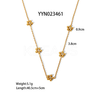 Flower 304 Stainless Steel Rhinestone Link Bracelets & Necklaces Sets for Women VZ7462-1-1