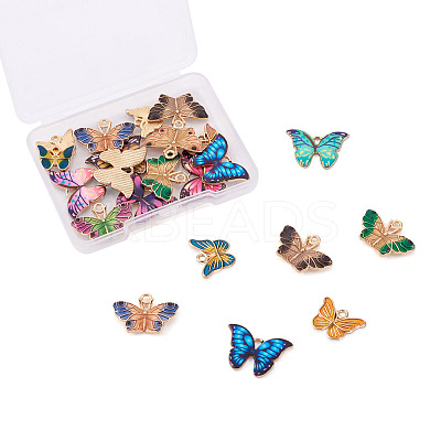 30Pcs 15 Style Light Gold Alloy Enamel Pendants ENAM-CW0001-16-1
