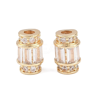 Brass Micro Pave Clear Cubic Zirconia Beads KK-C142-10LG-1