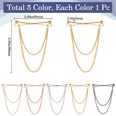 5Pcs 5 Colors Alloy Hanging Chain Brooches FIND-GF0006-85-1